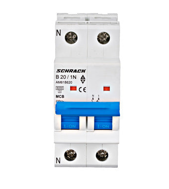 Siguranta automata (disjunctor) , 1P+N , B20,20A, 6kA, curba B, Amparo, Schrack